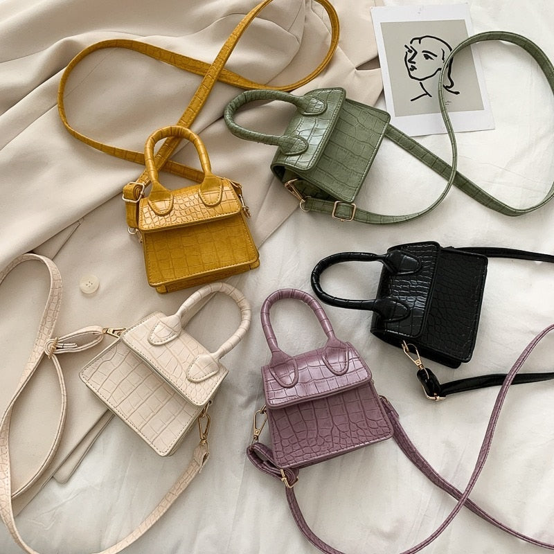 Mini Tote Bag Crocodile Pattern Flip Messenger Crossbody Bag Female Simple Shoulder Bag Small Square Lady Handbag 2022 New