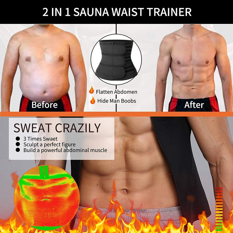 Mens Workout Waist Trainer Corset Neoprene Body Shaper Sauna Sweat Trimmer Waist Cincher Slimming Belly Belts Faja Shapewear