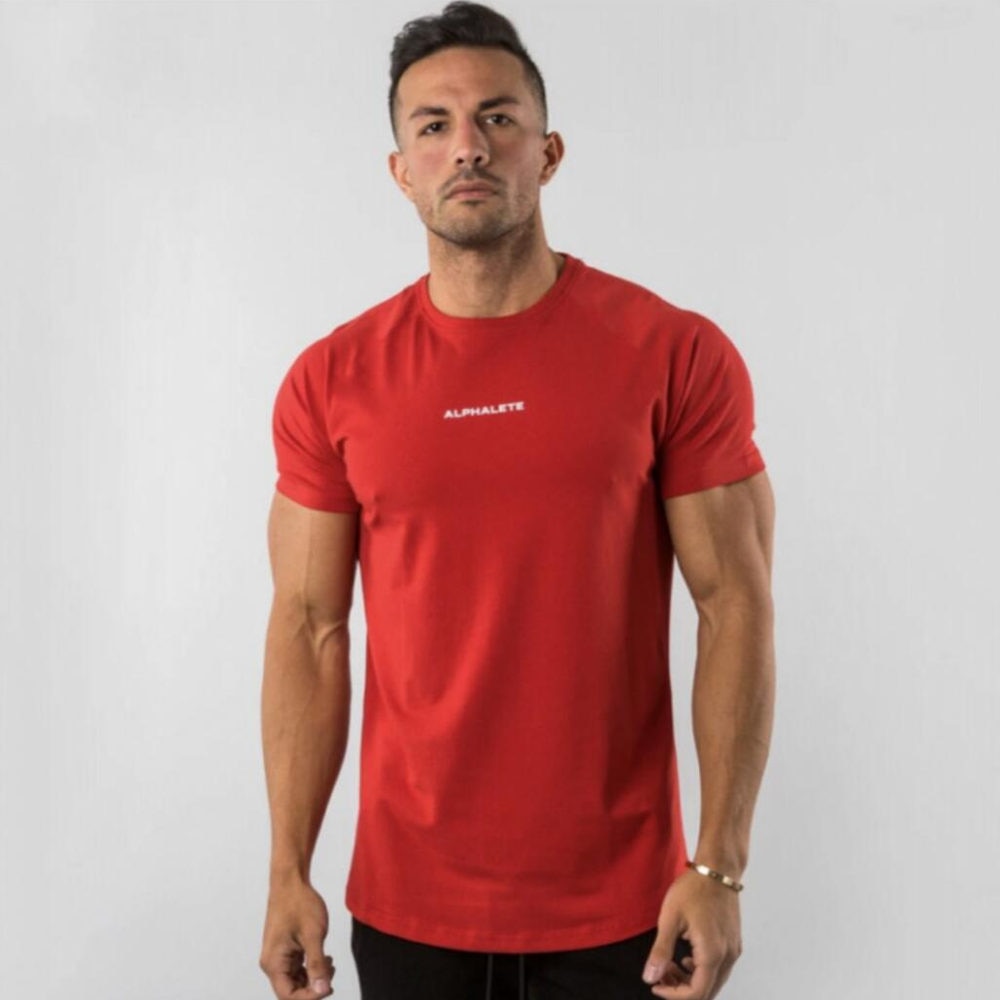 Gym Cotton t shirt Men Fitness Workout Skinny Short sleeve T-shirt Male Bodybuilding Sport Tee shirt Tops Summer Casual Clothing