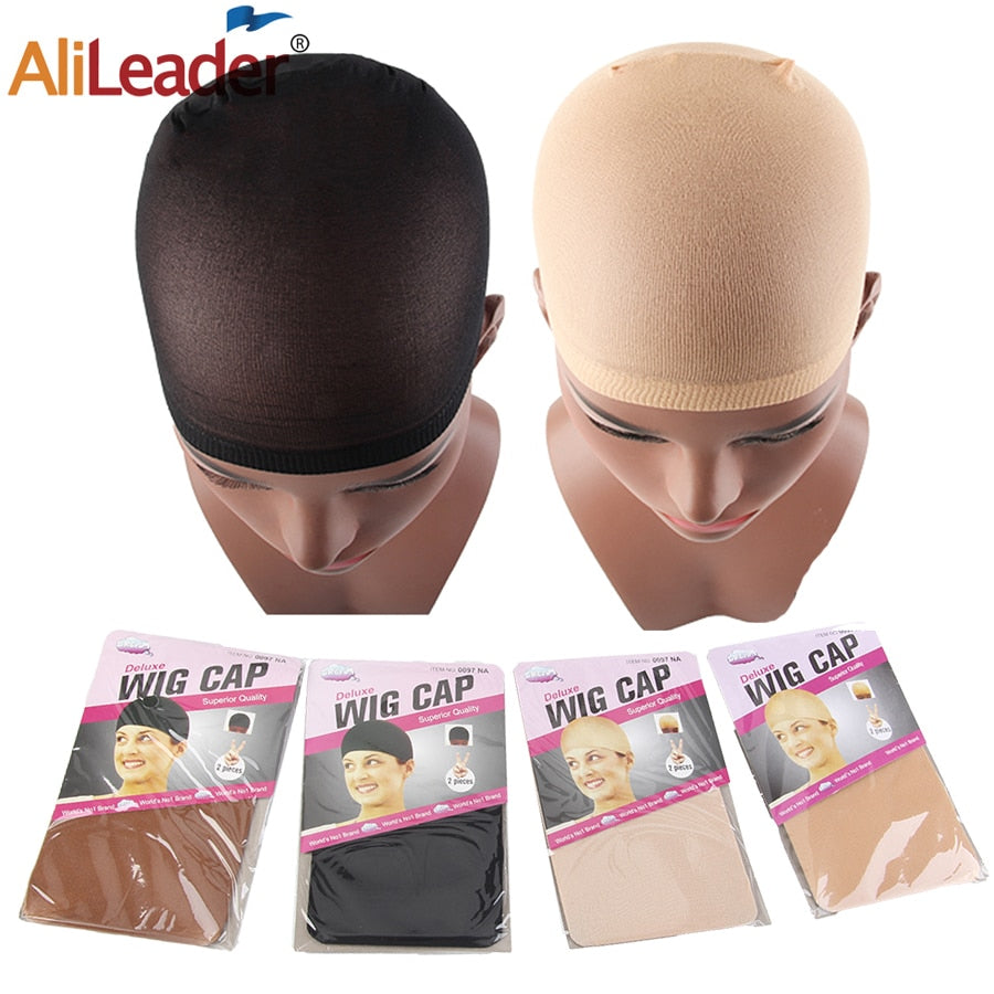 Alileader 2Pcs High Quality Wig Cap Brown Stocking Cap To Christmas Cosplay Wig Caps Stocking Elastic Liner Mesh For Making Wigs