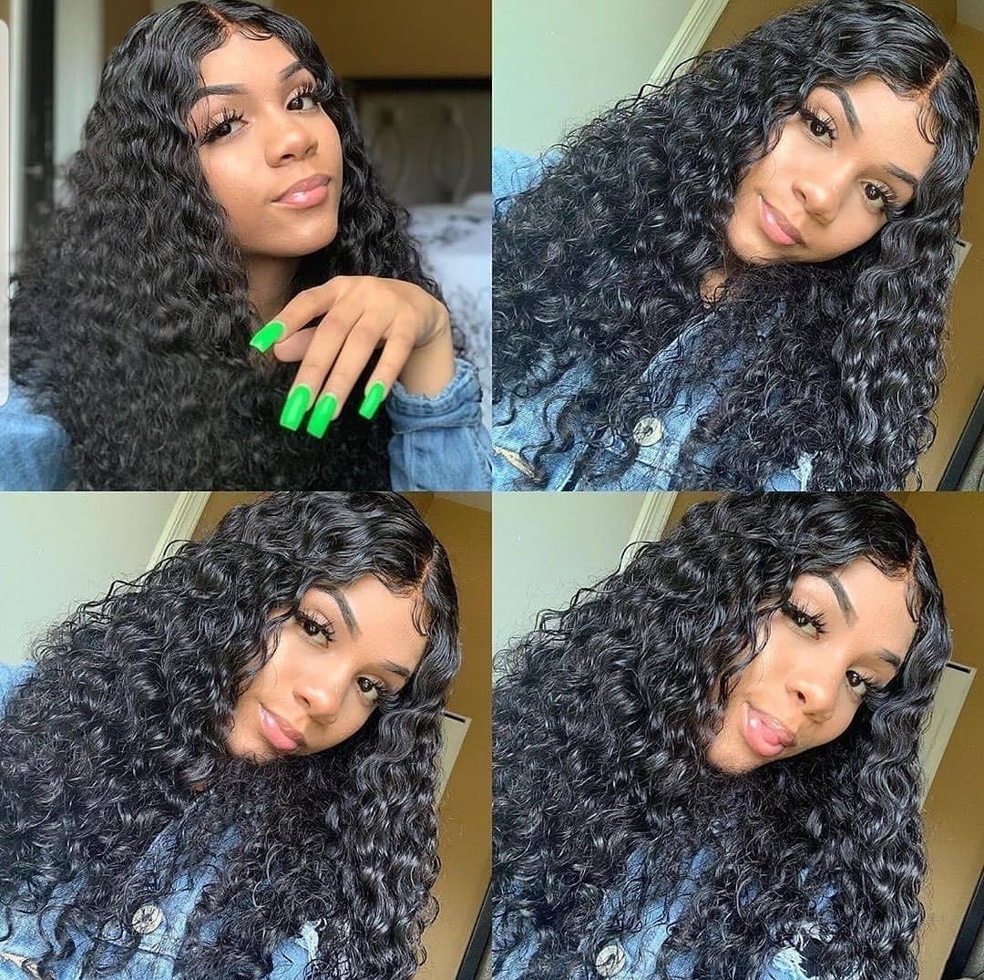 Short Brazilian Curly Wave 13*4 Lace Front Human Hair Wigs With Baby Hair