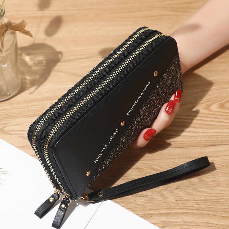 Women Wallets Lady Long Coin Purses Cards Holder Woman Double Zippers Handbags Billfold Wallet Burse Wristlet Money Bags Pocket