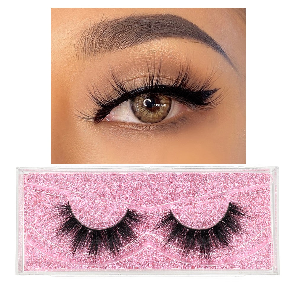 FOXESJI Mink Eyelashes Makeup 3D Mink Lashes Thick Cross Volume Fluffy Cruelty free Eye Lashes Dramatic False Eyelashes Eyelash