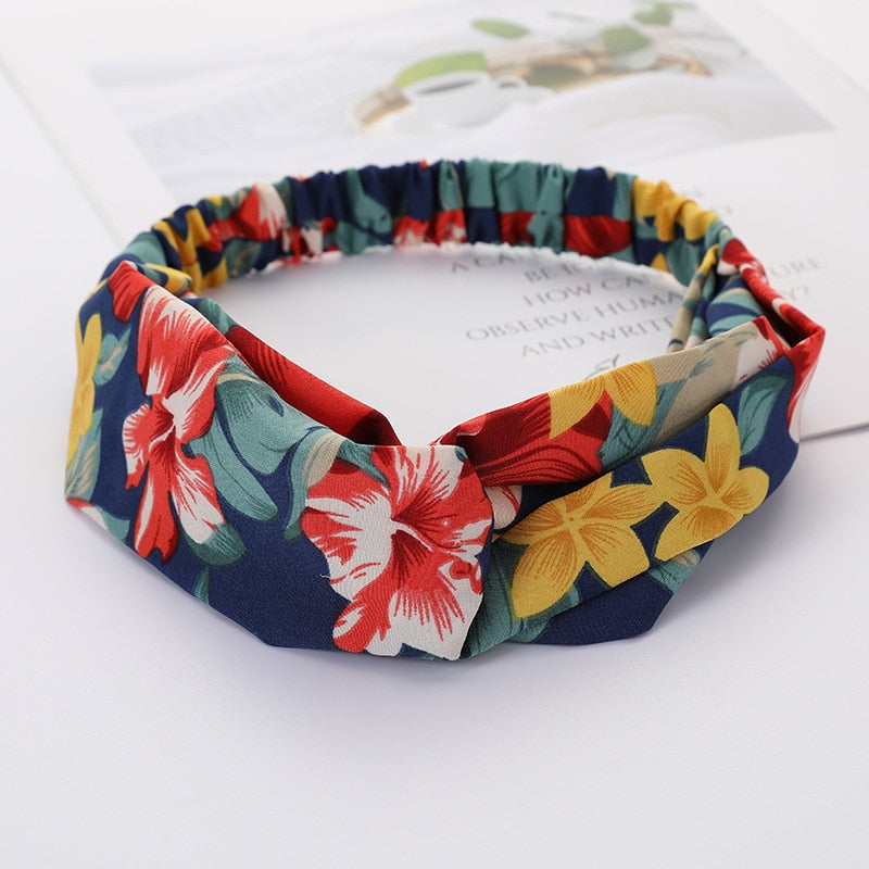 Women Cross Solid color Hair Bands Girls Print Flower Headbands Fashion Turban Make up Hair Accessories FD127