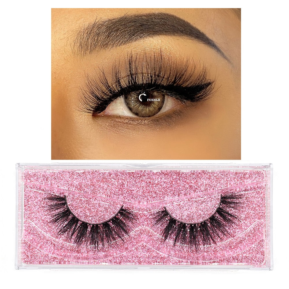 FOXESJI Mink Eyelashes Makeup 3D Mink Lashes Thick Cross Volume Fluffy Cruelty free Eye Lashes Dramatic False Eyelashes Eyelash