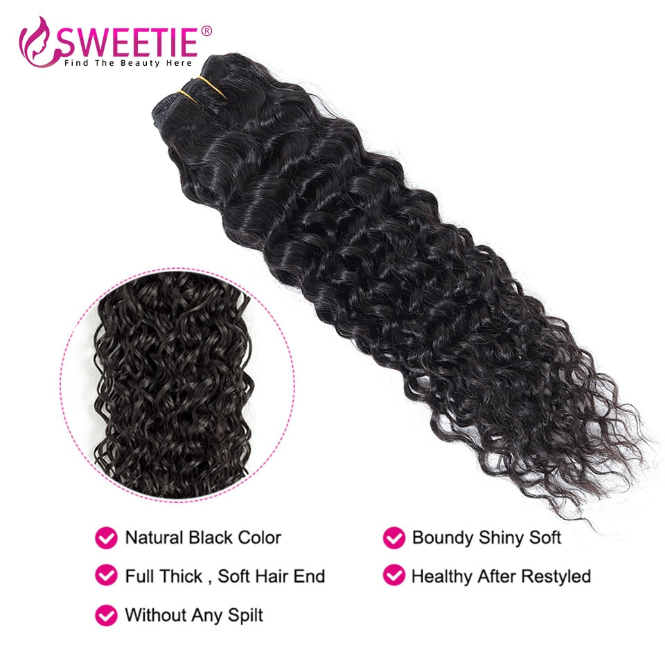 Sweetie Water Wave Bundles With Frontal Closure Brazilian Human Hair Weave 3 or 4 Bundles Remy Lace Frontal Closure With Bundles