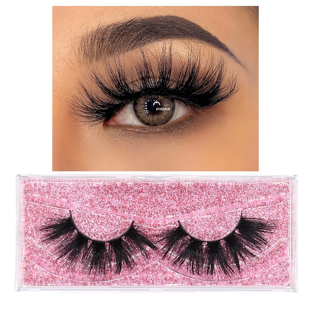 FOXESJI Mink Eyelashes Makeup 3D Mink Lashes Thick Cross Volume Fluffy Cruelty free Eye Lashes Dramatic False Eyelashes Eyelash