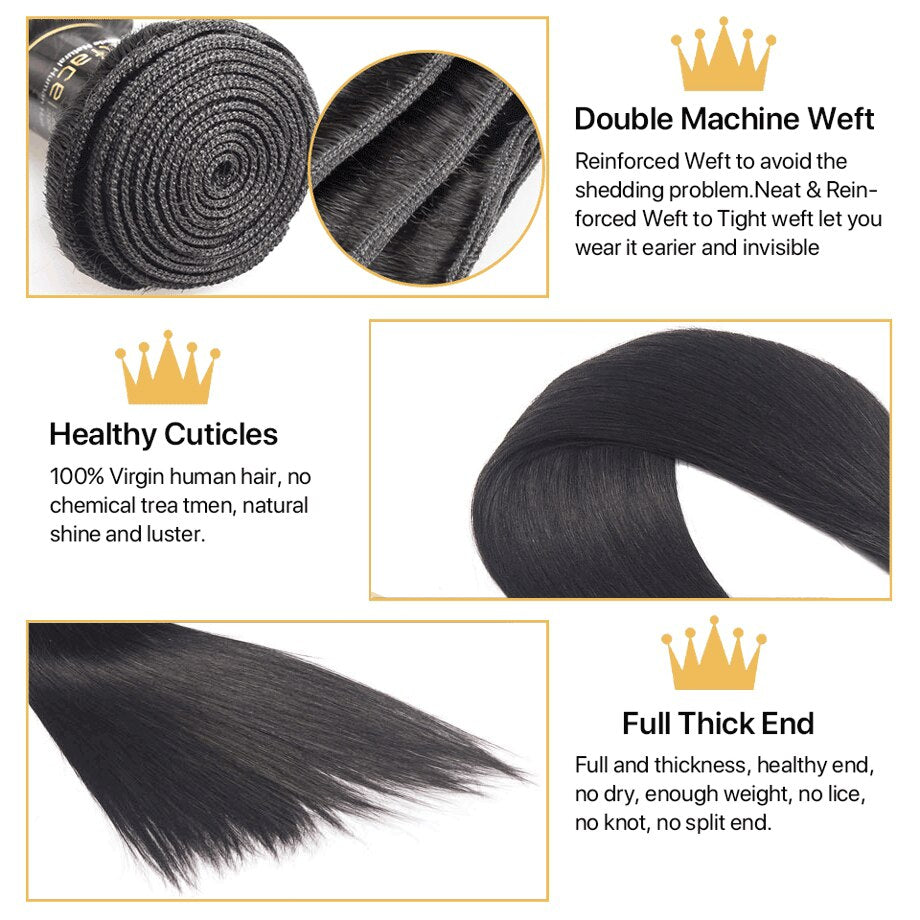 Straight Wave Bundles Human Hair Brazilian Natural Black Hair Weave 4 Remy Human Hair Bundles For Black Women Hair Extensions