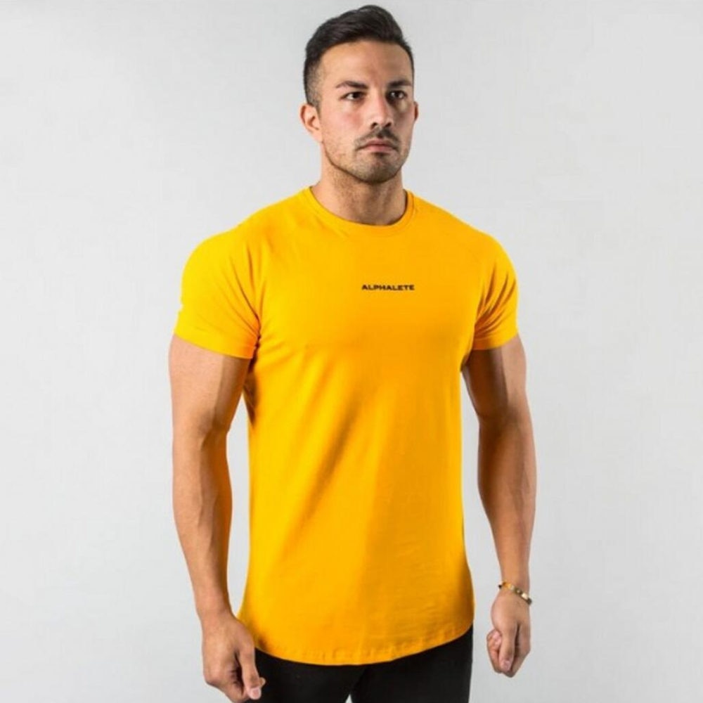 Gym Cotton t shirt Men Fitness Workout Skinny Short sleeve T-shirt Male Bodybuilding Sport Tee shirt Tops Summer Casual Clothing