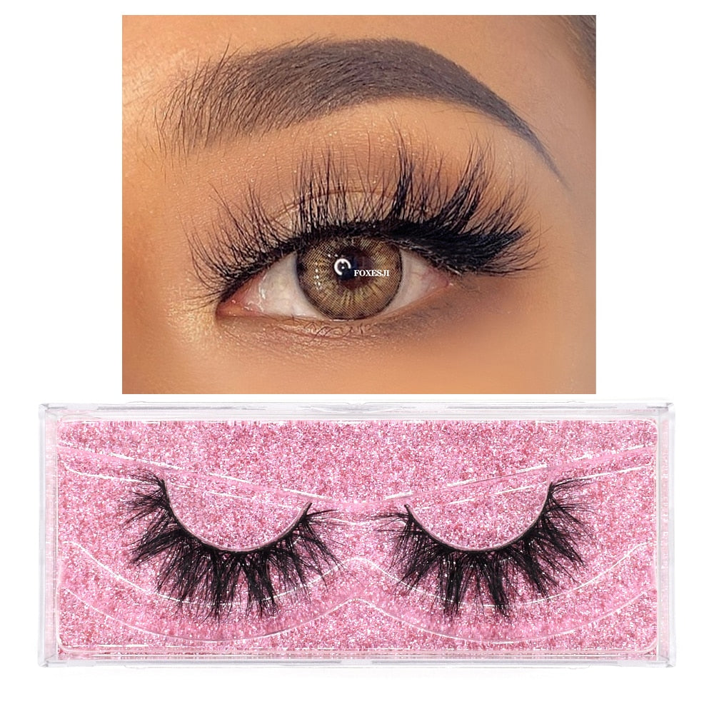 FOXESJI Mink Eyelashes Makeup 3D Mink Lashes Thick Cross Volume Fluffy Cruelty free Eye Lashes Dramatic False Eyelashes Eyelash