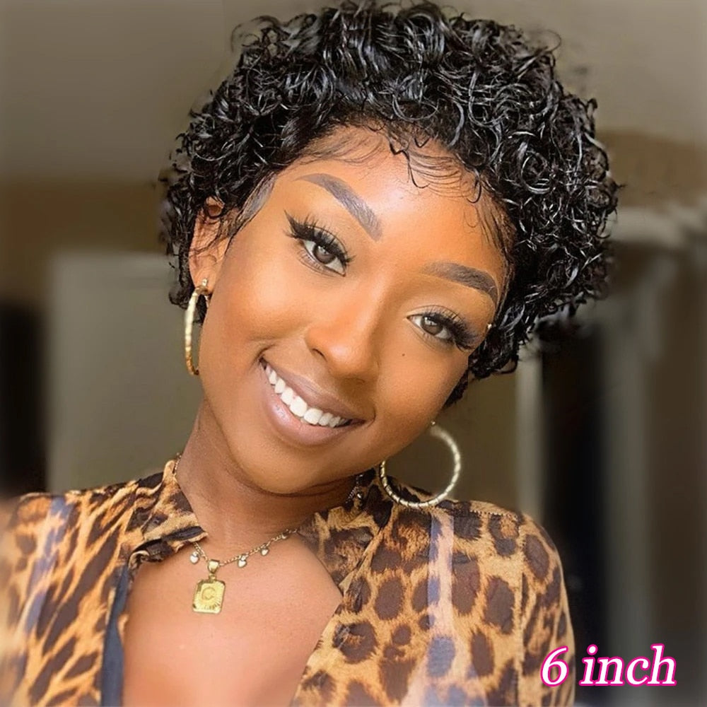 Pixie Cut Wig Human Hair Short Curly Human Hair Wigs For Black Women Cheap Human Hair Wig Full Machine Glueless Afro Curly Wig