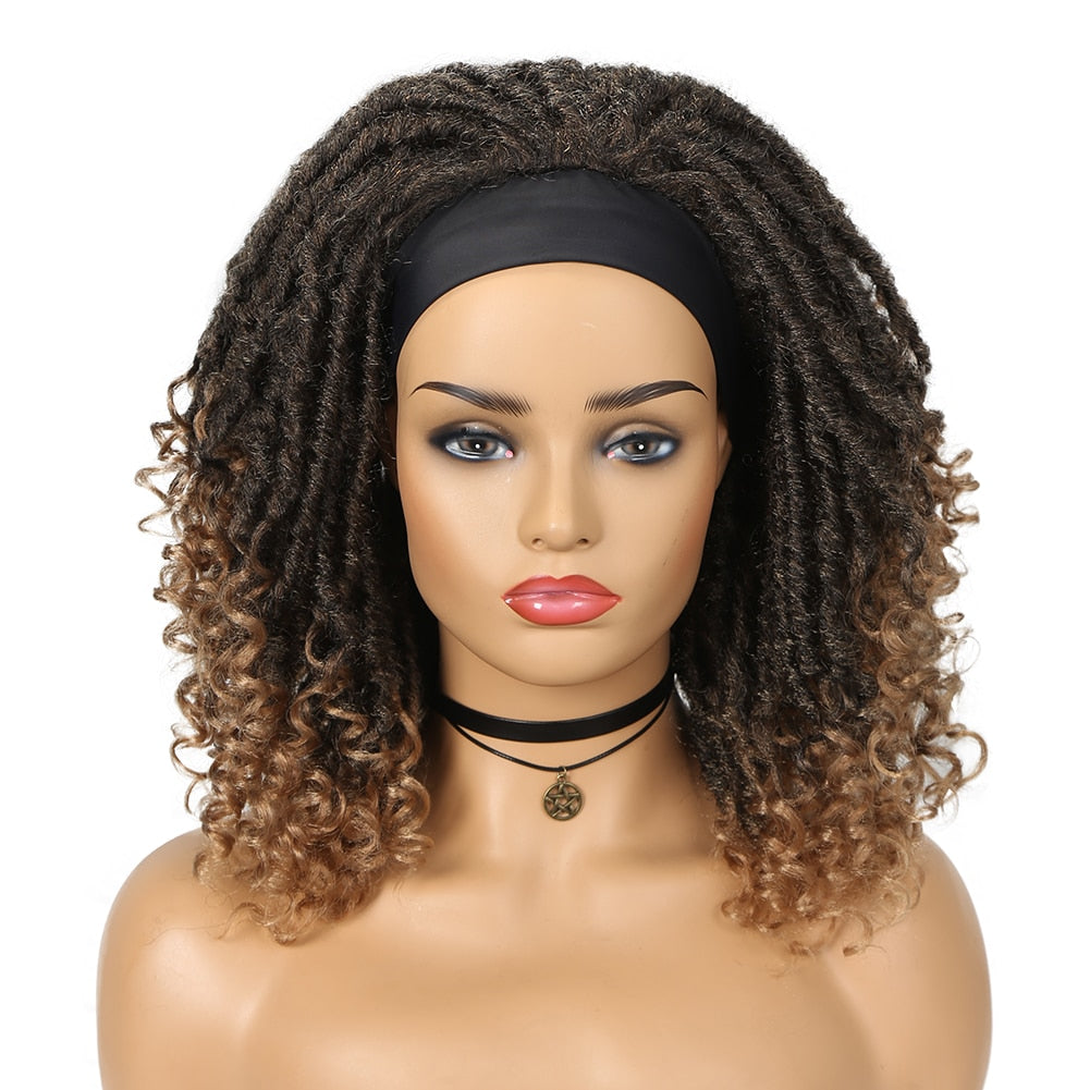 Fave Dreadlock Braided Headband Wigs Synthetic Goddess Faux Nu Locs Curly Wig Freetress Twist Crochet Hair For Black White Women