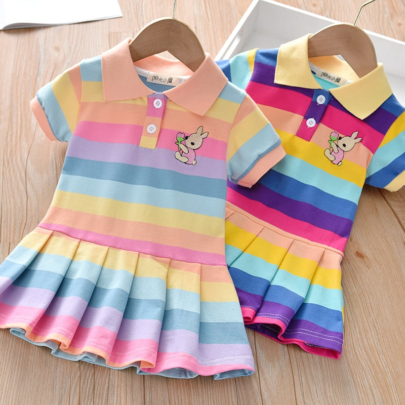 Unicon Children Dress Spring Summer Turn-Down Collar Kids Clothes Fashion toddler Baby Girls Clothing Summer Dress Girl