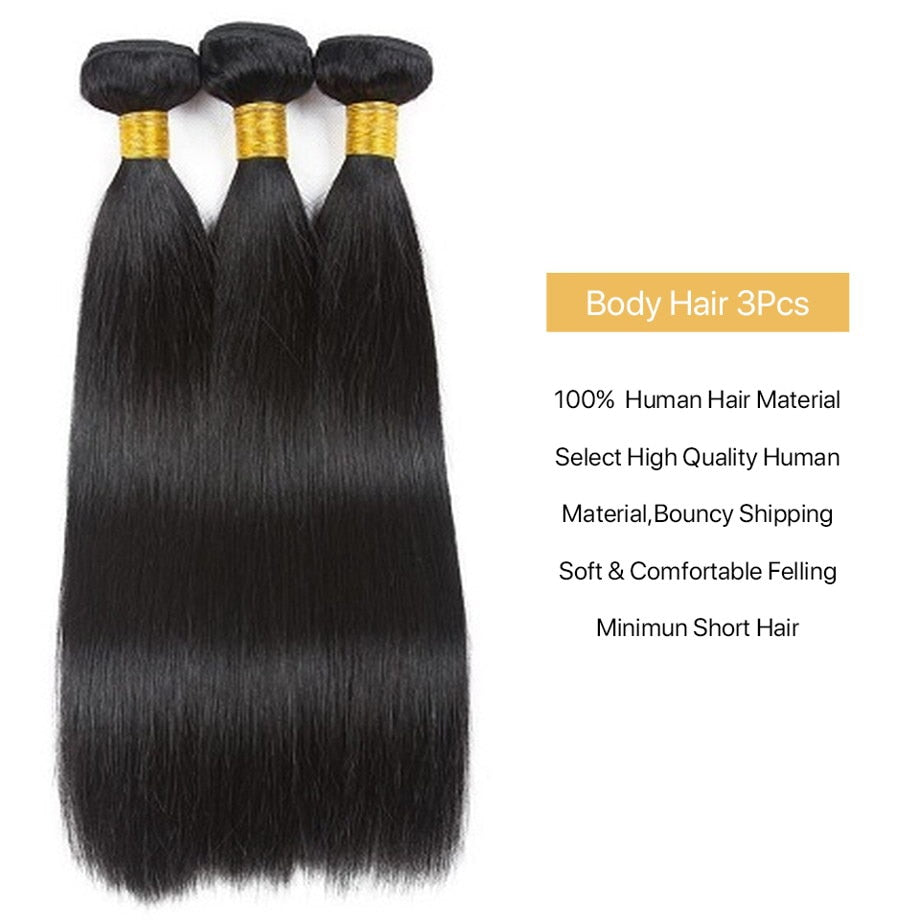 Straight Wave Bundles Human Hair Brazilian Natural Black Hair Weave 4 Remy Human Hair Bundles For Black Women Hair Extensions