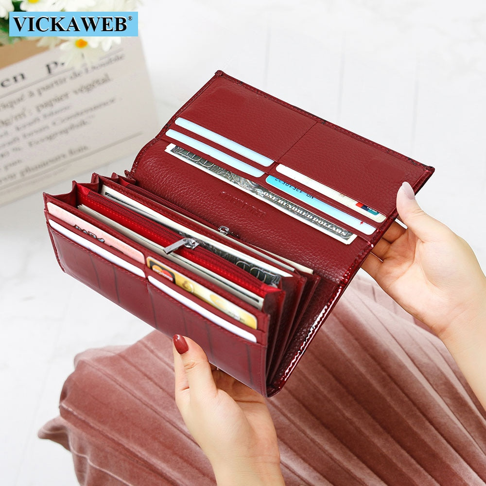 Free Gift Genuine Leather Women Wallet Magnetic Hasp Female Long Purse Ladies Coin Purses Fashion Wallets Women&#39;s Money Walet