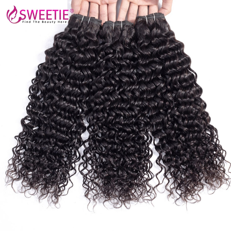 Sweetie Water Wave Bundles With Frontal Closure Brazilian Human Hair Weave 3 or 4 Bundles Remy Lace Frontal Closure With Bundles