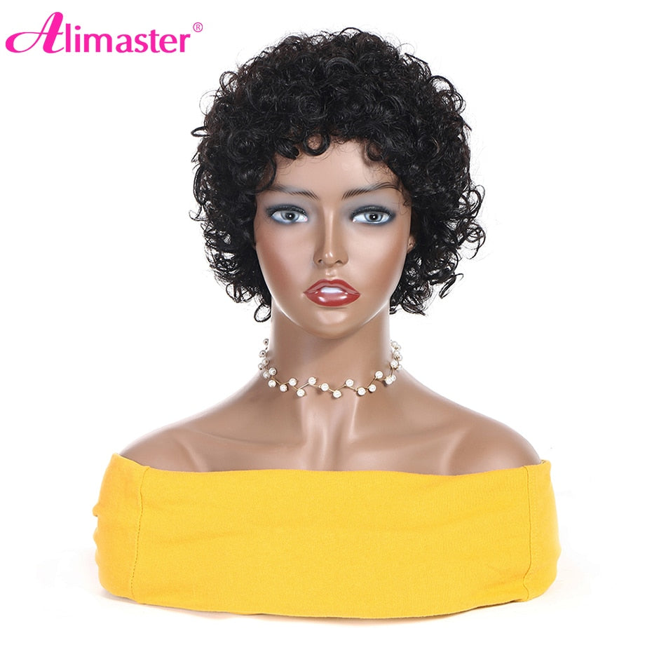 Pixie Cut Wig Human Hair Short Curly Human Hair Wigs For Black Women Cheap Human Hair Wig Full Machine Glueless Afro Curly Wig