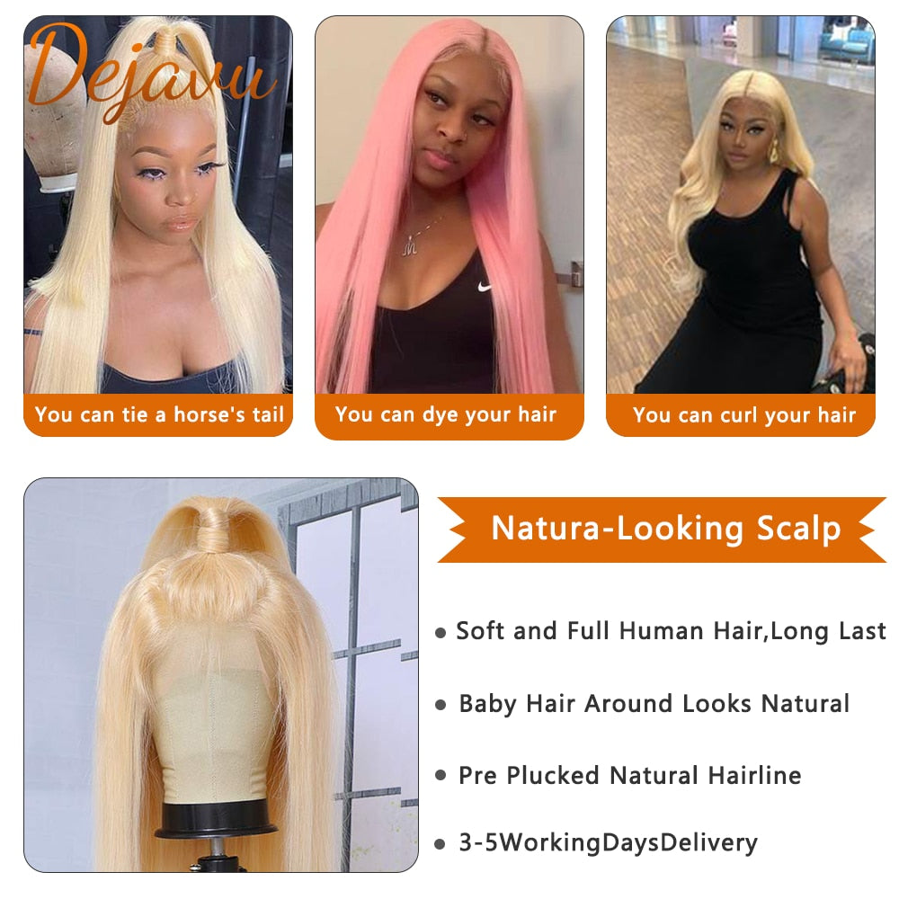 613 Honey Blonde Lace Frontal Wig Straight Human Hair Wigs 13X4 HD Lace Frontal Wigs PrePlucked Transparent Lace Wig For Women