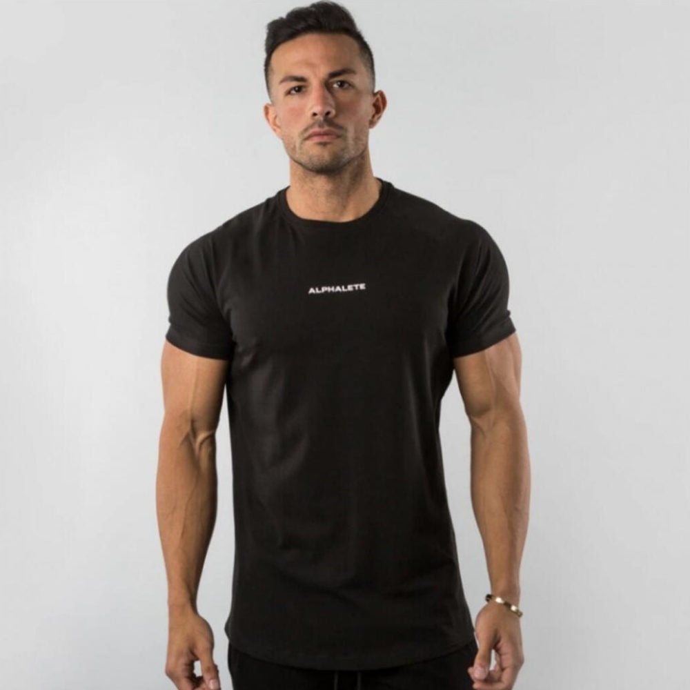 Gym Cotton t shirt Men Fitness Workout Skinny Short sleeve T-shirt Male Bodybuilding Sport Tee shirt Tops Summer Casual Clothing