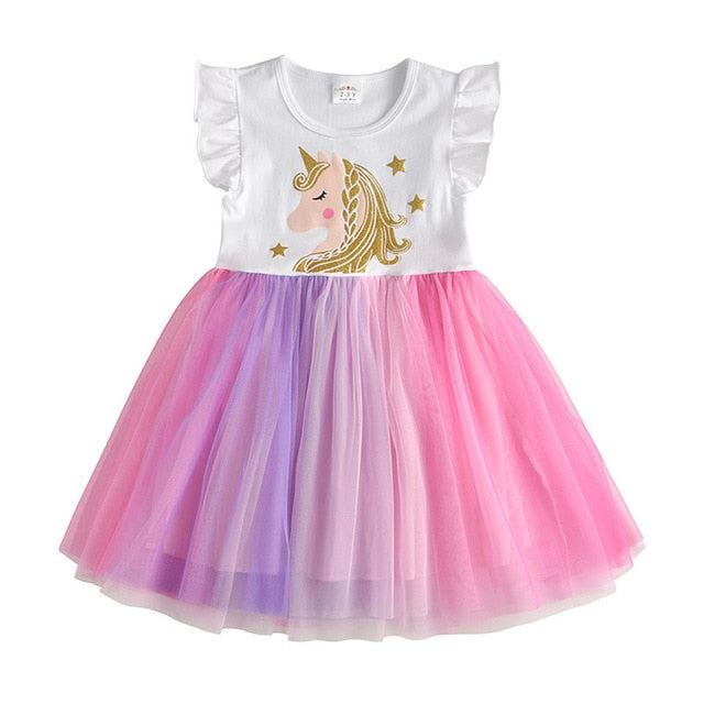 VIKITA Girls Unicorn Tutu Dress Kids Sequined Princess Vestido Girls Birthday Party Dress Children Summer Dresses Kids Clothes