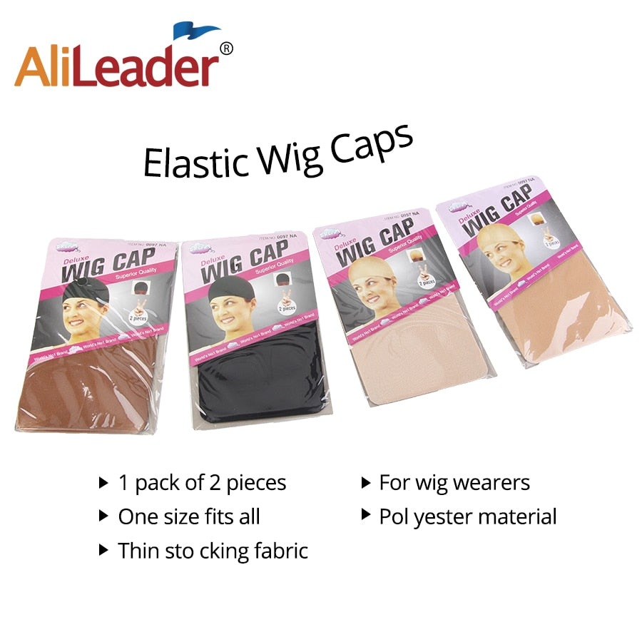 Alileader 2Pcs High Quality Wig Cap Brown Stocking Cap To Christmas Cosplay Wig Caps Stocking Elastic Liner Mesh For Making Wigs