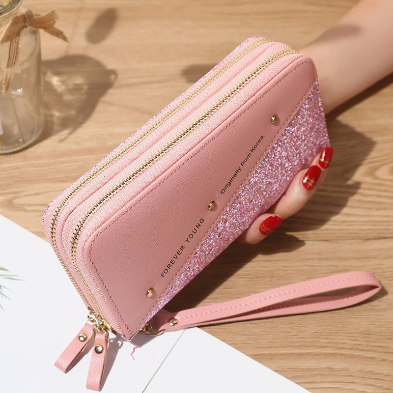 Women Wallets Lady Long Coin Purses Cards Holder Woman Double Zippers Handbags Billfold Wallet Burse Wristlet Money Bags Pocket