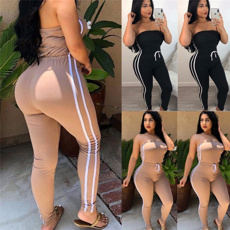 Summer Women Off Shoulder Jumpsuits Fashion 2019 New Brand Ladies Lace Up Solid Loose Elastic Romper Ladies Bodysuits Casual