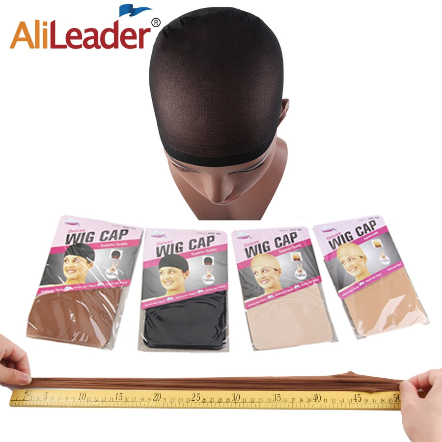 Alileader 2Pcs High Quality Wig Cap Brown Stocking Cap To Christmas Cosplay Wig Caps Stocking Elastic Liner Mesh For Making Wigs