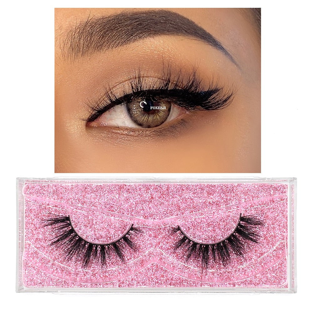 FOXESJI Mink Eyelashes Makeup 3D Mink Lashes Thick Cross Volume Fluffy Cruelty free Eye Lashes Dramatic False Eyelashes Eyelash