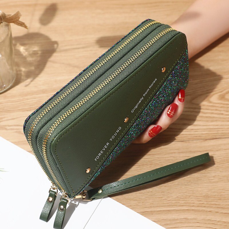 Women Wallets Lady Long Coin Purses Cards Holder Woman Double Zippers Handbags Billfold Wallet Burse Wristlet Money Bags Pocket