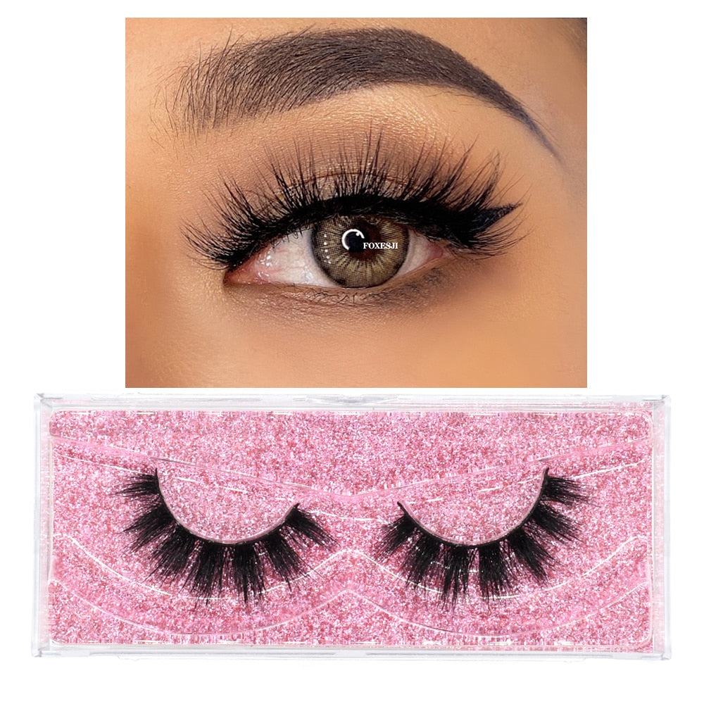 FOXESJI Mink Eyelashes Makeup 3D Mink Lashes Thick Cross Volume Fluffy Cruelty free Eye Lashes Dramatic False Eyelashes Eyelash