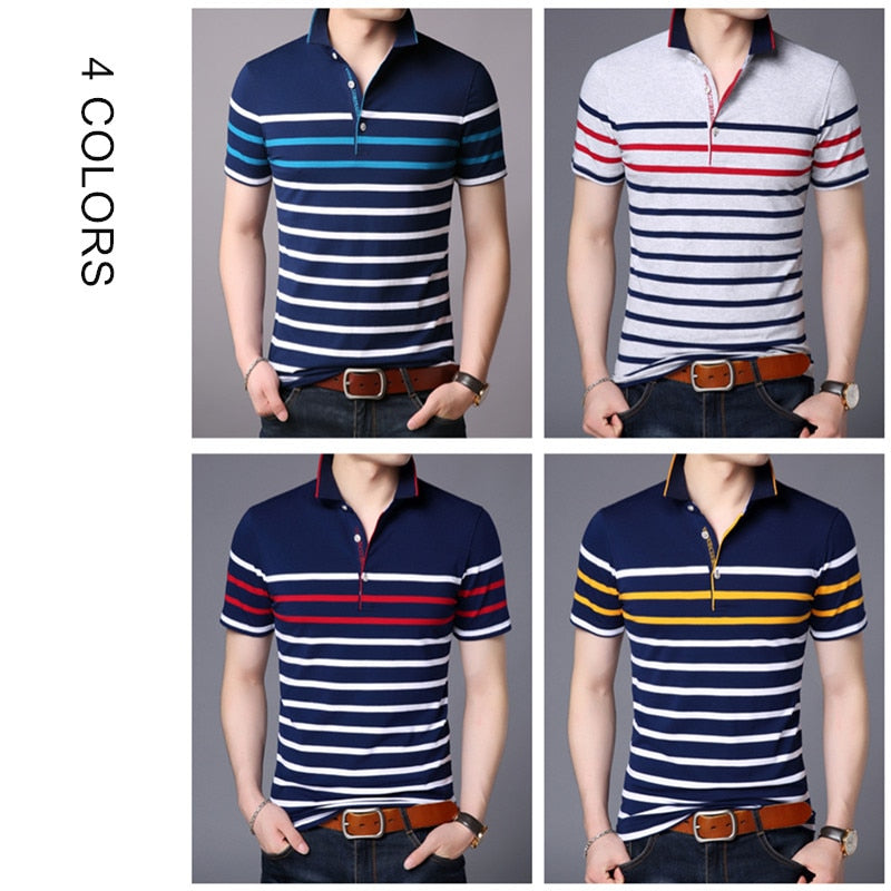 COODRONY Cotton T Shirt Men Short Sleeve T-Shirt Men Summer Social Business Casual Men&#39;s T-Shirts Striped Tee Shirt Homme S95101