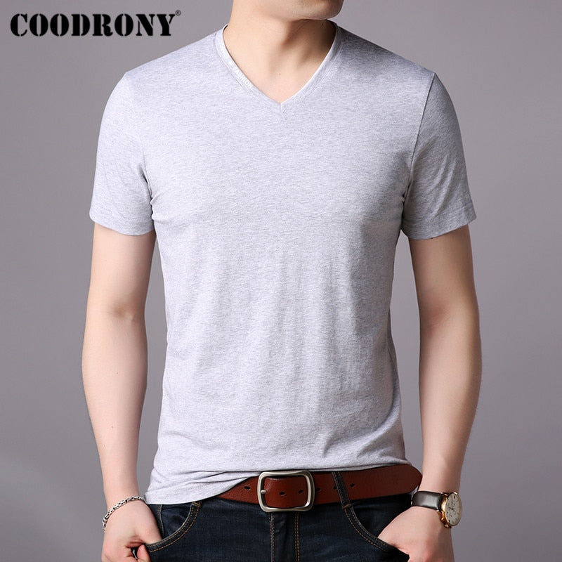 COODRONY T Shirt Men Short Sleeve T-Shirt Men Clothing 2019 Summer Streetwear Casual Men&#39;s T-Shirt V-Neck Tee Shirt Homme S95022