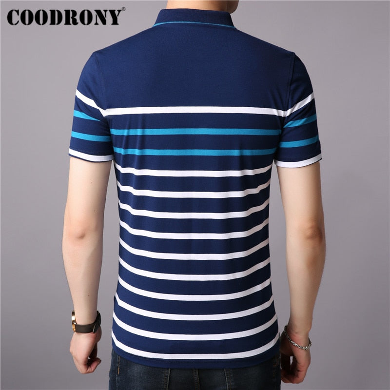 COODRONY Cotton T Shirt Men Short Sleeve T-Shirt Men Summer Social Business Casual Men&#39;s T-Shirts Striped Tee Shirt Homme S95101