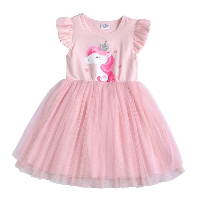 VIKITA Girls Unicorn Tutu Dress Kids Sequined Princess Vestido Girls Birthday Party Dress Children Summer Dresses Kids Clothes