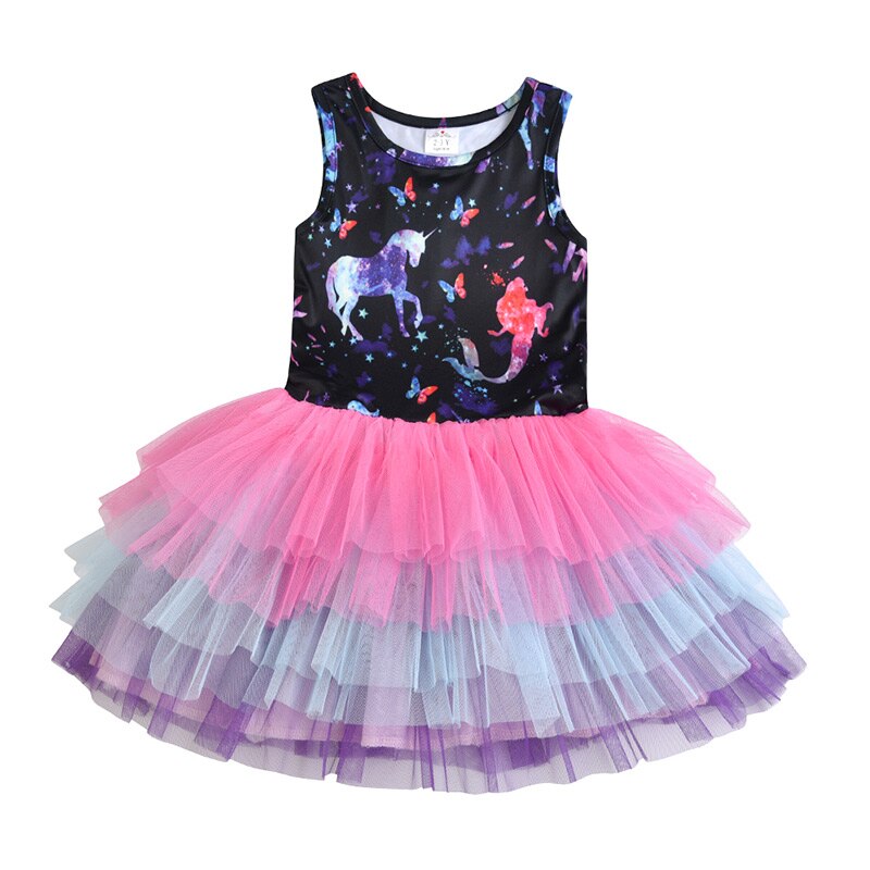 VIKITA Girls Unicorn Tutu Dress Kids Sequined Princess Vestido Girls Birthday Party Dress Children Summer Dresses Kids Clothes