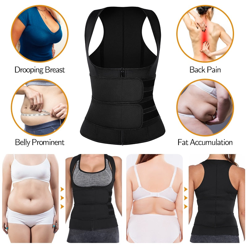 Women Waist Trainer Vest Corset Sauna Sweat Suit Compression Shirt Slimming Body Shaper Workout Tank Tops Weight Loss Shapewear