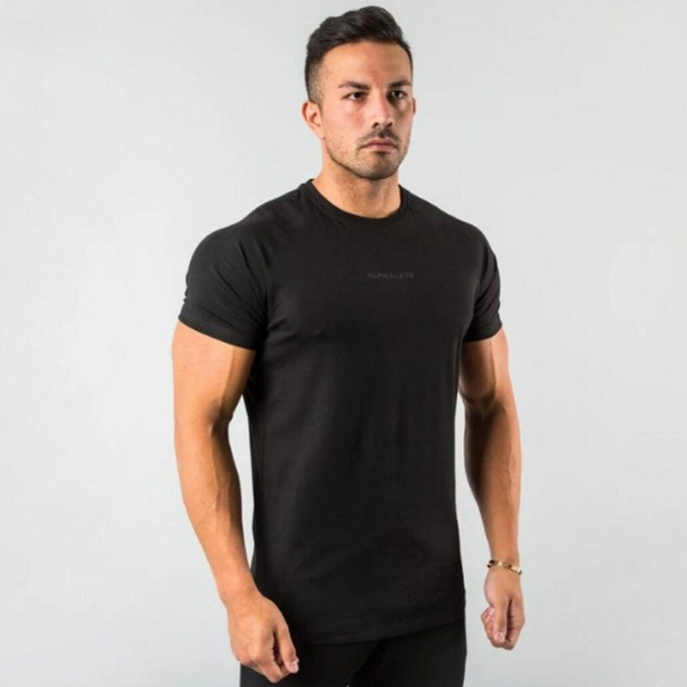 Gym Cotton t shirt Men Fitness Workout Skinny Short sleeve T-shirt Male Bodybuilding Sport Tee shirt Tops Summer Casual Clothing