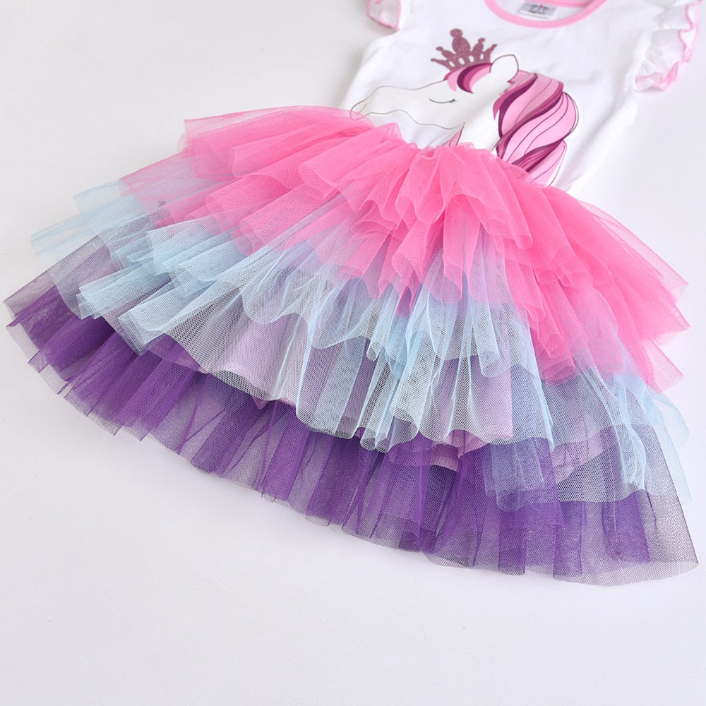 VIKITA Girls Unicorn Tutu Dress Kids Sequined Princess Vestido Girls Birthday Party Dress Children Summer Dresses Kids Clothes