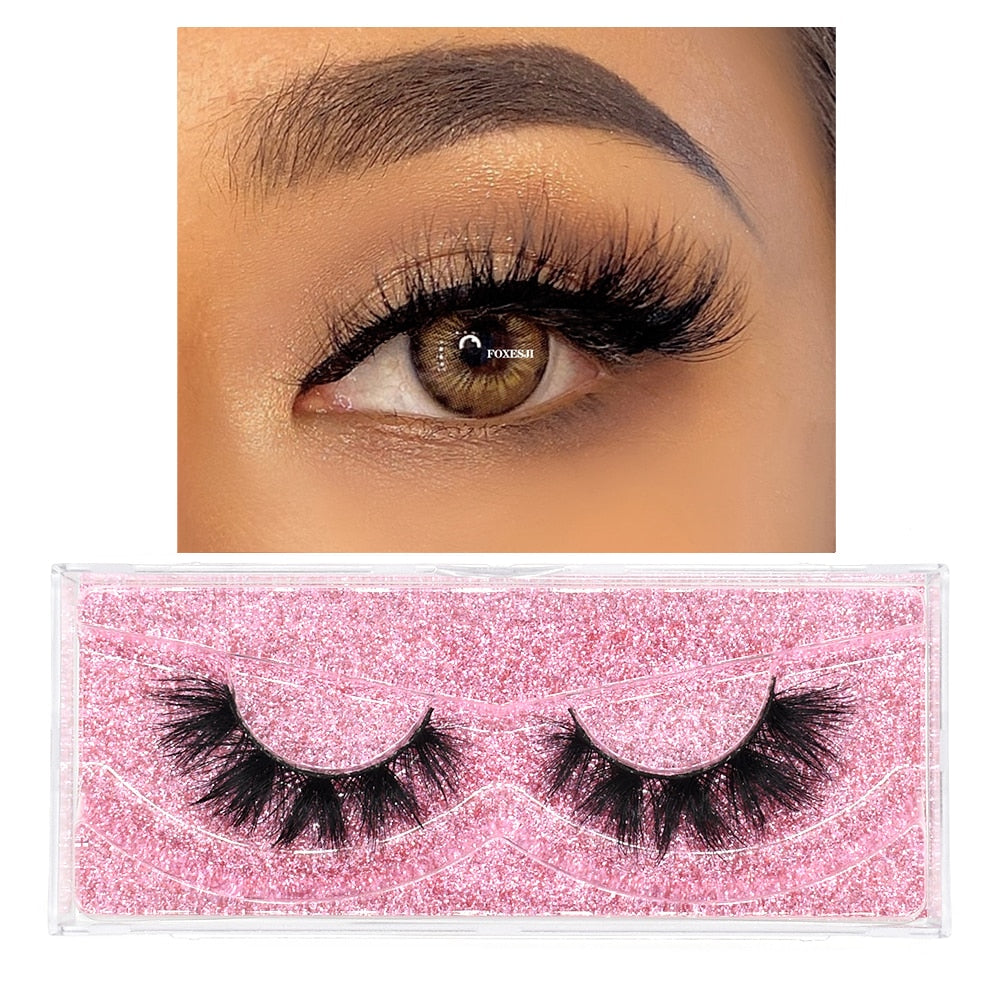 FOXESJI Mink Eyelashes Makeup 3D Mink Lashes Thick Cross Volume Fluffy Cruelty free Eye Lashes Dramatic False Eyelashes Eyelash