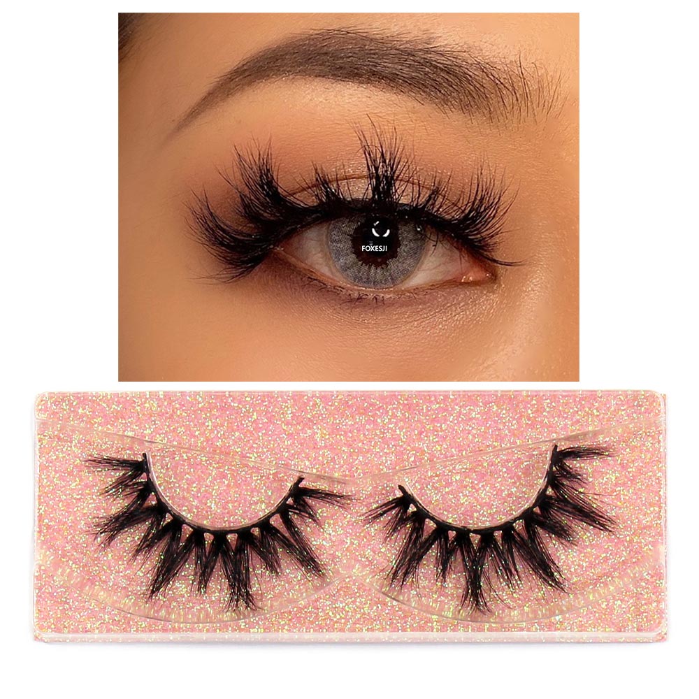 FOXESJI Mink Eyelashes Makeup 3D Mink Lashes Thick Cross Volume Fluffy Cruelty free Eye Lashes Dramatic False Eyelashes Eyelash