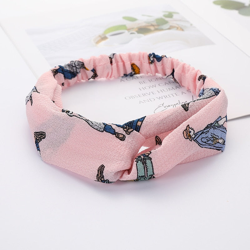 Women Cross Solid color Hair Bands Girls Print Flower Headbands Fashion Turban Make up Hair Accessories FD127