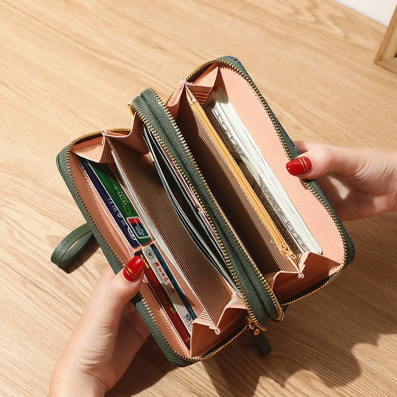 Women Wallets Lady Long Coin Purses Cards Holder Woman Double Zippers Handbags Billfold Wallet Burse Wristlet Money Bags Pocket