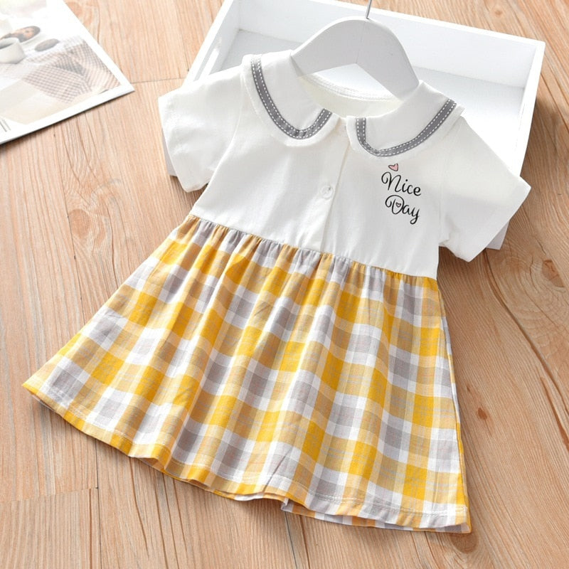 Unicon Children Dress Spring Summer Turn-Down Collar Kids Clothes Fashion toddler Baby Girls Clothing Summer Dress Girl