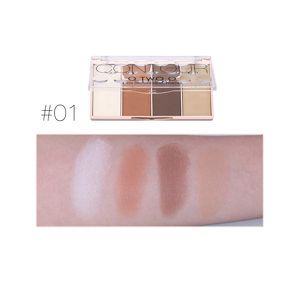 O.TWO.O Contour Palette Face Shading Grooming Powder Makeup 4 Colors Long-Lasting Face Make Up Contouring Bronzer Cosmetics