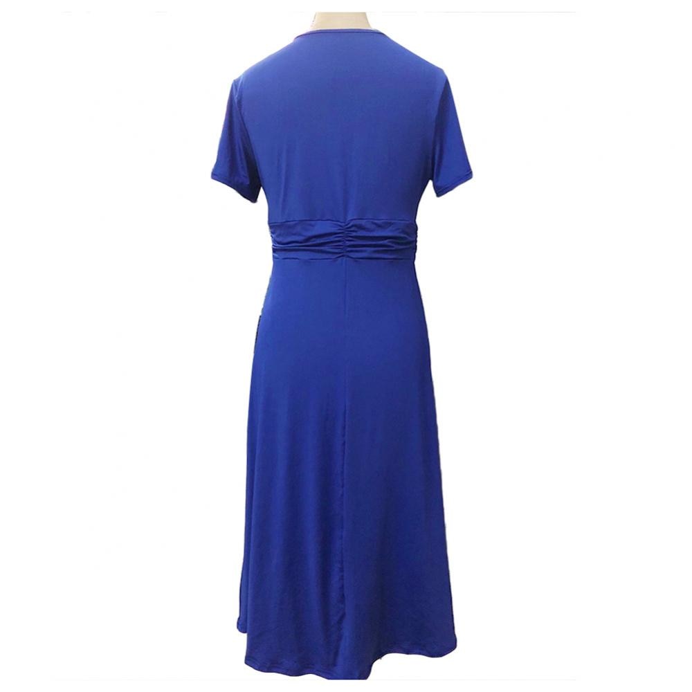 2022 Fashion Elegant Women Solid Color Short Sleeve V Neck Asymmetric Hem Waist Tight Midi Party Dress Ladies Evening Vestidos