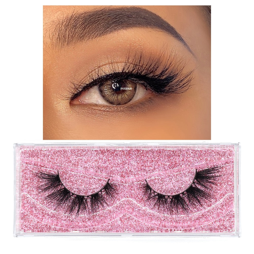 FOXESJI Mink Eyelashes Makeup 3D Mink Lashes Thick Cross Volume Fluffy Cruelty free Eye Lashes Dramatic False Eyelashes Eyelash