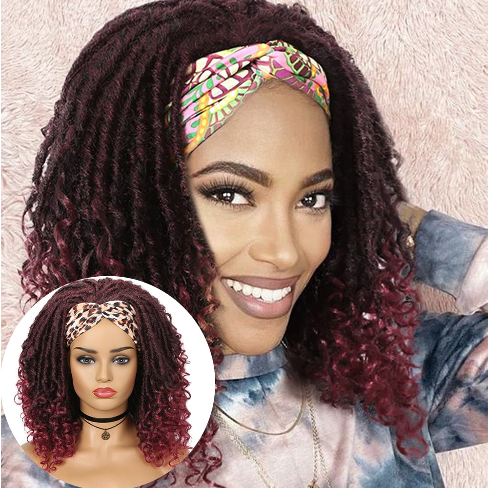 Fave Dreadlock Braided Headband Wigs Synthetic Goddess Faux Nu Locs Curly Wig Freetress Twist Crochet Hair For Black White Women