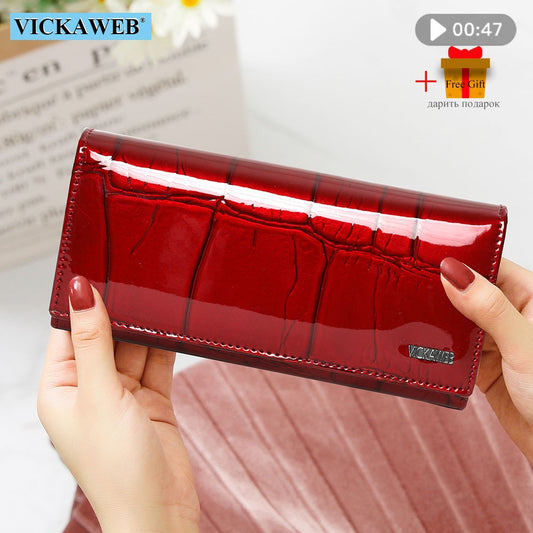 Free Gift Genuine Leather Women Wallet Magnetic Hasp Female Long Purse Ladies Coin Purses Fashion Wallets Women&#39;s Money Walet