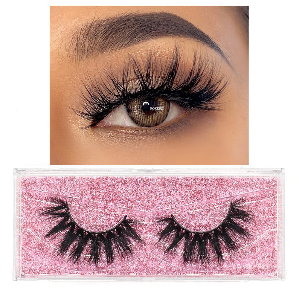 FOXESJI Mink Eyelashes Makeup 3D Mink Lashes Thick Cross Volume Fluffy Cruelty free Eye Lashes Dramatic False Eyelashes Eyelash